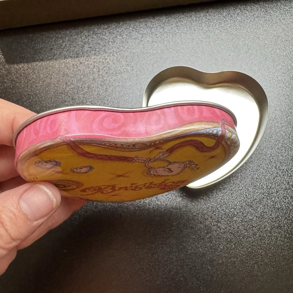 Brighton Heart Shaped Collectible Tin Box‎ Pink & Yellow Jewelry Gift